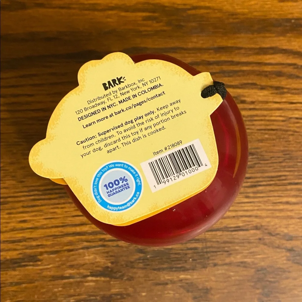 Bark Vino Vidi Vici Dog Toy Red & Clear Large